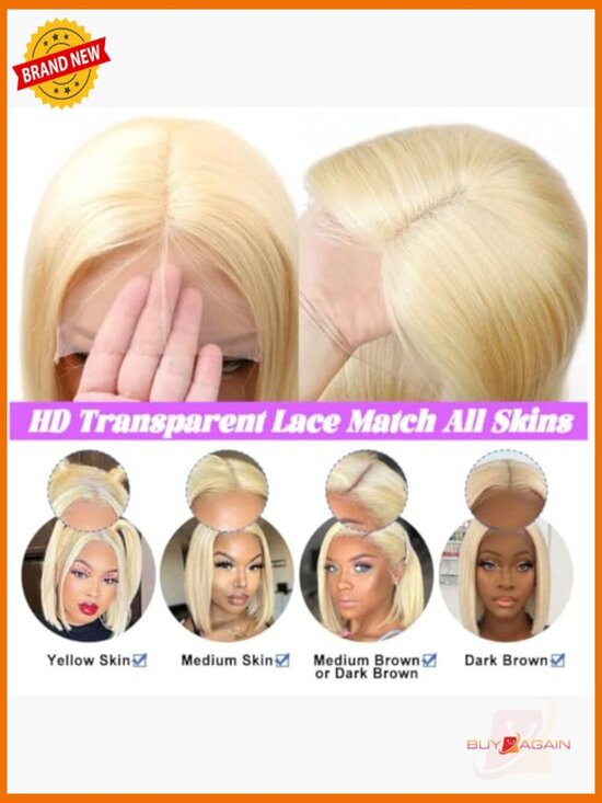 Short Bob Wig Human Hair 5x5 Lace Closure Pre Plucked 180% Density 12 Inch main image 5